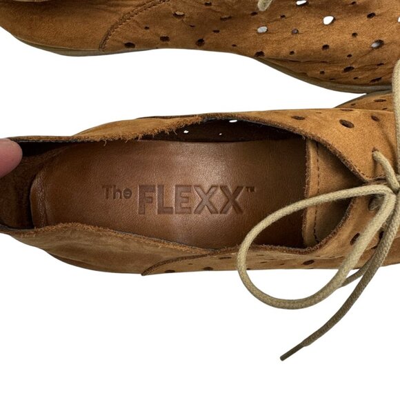 The FLEXX Suede Run Crazy Brown Perforated Wedge Comfort Shoes Women's Size 6.5 - Picture 9 of 11